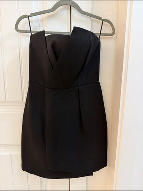 cameo Black Strapless Dress with Cool Asymmetric Neckline